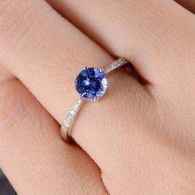 Load image into Gallery viewer, 14Kt White gold designer Solitaire Tanzanite, Natural diamond ring by diamtrendz