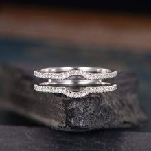 Load image into Gallery viewer, 14Kt White gold designer Twing Curved Half Eternity Natural diamond Band ring by diamtrendz