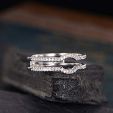 Load image into Gallery viewer, 14Kt White gold designer Twing Curved Half Eternity Natural diamond Band ring by diamtrendz