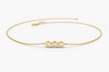 Load image into Gallery viewer, 14Kt Yellow Gold 3 Stone Natural Diamond Charm Bracelet