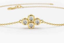 Load image into Gallery viewer, 14Kt Yellow Gold 4 Stone Cluster Natural Diamond Charm Bracelet

