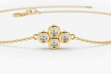 Load image into Gallery viewer, 14Kt Yellow Gold 4 Stone Cluster Natural Diamond Charm Bracelet