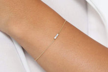 Load image into Gallery viewer, 14Kt Yellow Gold Chain Baguette Cut Natural Diamond Charm Bracelet
