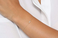 Load image into Gallery viewer, 14Kt Yellow Gold Chain Baguette Cut Natural Diamond Charm Bracelet