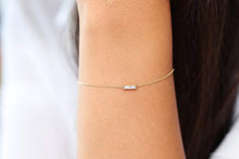 Load image into Gallery viewer, 14Kt Yellow Gold Chain Baguette Cut Natural Diamond Charm Bracelet
