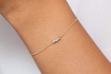 Load image into Gallery viewer, 14Kt Yellow Gold Chain Baguette Cut Natural Diamond Charm Bracelet