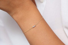 Load image into Gallery viewer, 14Kt Yellow Gold Chain Baguette Cut Natural Diamond Charm Bracelet