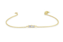 Load image into Gallery viewer, 14Kt Yellow Gold Chain Baguette Cut Natural Diamond Charm Bracelet