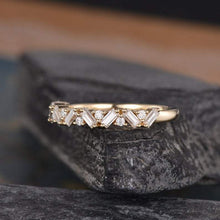 Load image into Gallery viewer, 14Kt Yellow gold designer Baguette Cut Half Eternity Band Natural diamond ring by diamtrendz