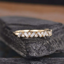 Load image into Gallery viewer, 14Kt Yellow gold designer Baguette Cut Half Eternity Band Natural diamond ring by diamtrendz
