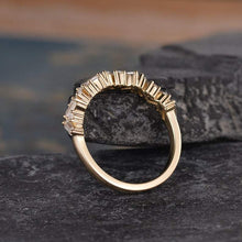 Load image into Gallery viewer, 14Kt Yellow gold designer Baguette Cut Half Eternity Band Natural diamond ring by diamtrendz