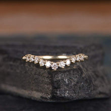 Load image into Gallery viewer, 14Kt Yellow gold designer Chevron V Shaped Curved diamond ring by diamtrendz