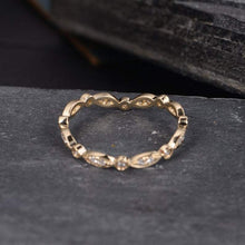 Load image into Gallery viewer, 14Kt Yellow gold designer Marquise Shape Chevron Eternity Natural diamond Band ring by diamtrendz