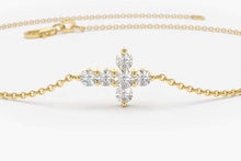 Load image into Gallery viewer, 14Kt Yellow Gold Cross Natural Diamond Charm Bracelet
