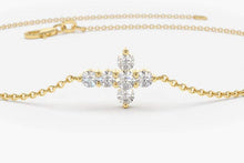Load image into Gallery viewer, 14Kt Yellow Gold Cross Natural Diamond Charm Bracelet