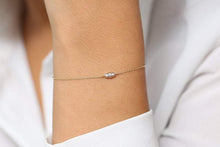 Load image into Gallery viewer, 14Kt Yellow Gold Chain 3 Stone Natural Diamond Charm Bracelet