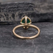 Load image into Gallery viewer, 14Kt Yellow gold designer Solitaire Marquise Shape Emerald, Halo Natural diamond ring by diamtrendz
