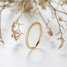 Load image into Gallery viewer, 14Kt Yellow gold designer Half Eternity Natural diamond ring by diamtrendz

