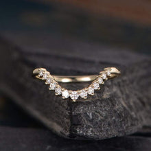 Load image into Gallery viewer, 14Kt Yellow gold designer Chevron V Shaped Curved Natural diamond ring by diamtrendz
