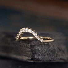 Load image into Gallery viewer, 14Kt Yellow gold designer Chevron V Shaped Curved Natural diamond ring by diamtrendz