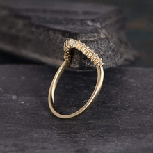 Load image into Gallery viewer, 14Kt Yellow gold designer Chevron V Shaped Curved Natural diamond ring by diamtrendz