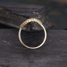 Load image into Gallery viewer, 14Kt Yellow gold designer Chevron V Shaped Curved Natural diamond ring by diamtrendz