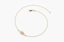 Load image into Gallery viewer, 14Kt Yellow Gold Evil Eye Natural Diamond Charm Bracelet