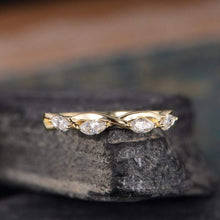Load image into Gallery viewer, 14Kt Yellow gold designer Half Eternity Infinity Marquise Cut Natural diamond Band ring by diamtrendz