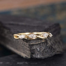 Load image into Gallery viewer, 14Kt Yellow gold designer Half Eternity Infinity Marquise Cut Natural diamond Band ring by diamtrendz