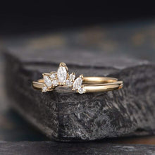 Load image into Gallery viewer, 14Kt Yellow gold designer Chevron V Shaped Curved Marquise Cut Natural diamond Band ring by diamtrendz