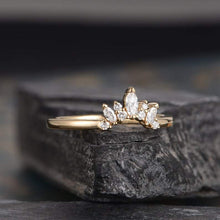 Load image into Gallery viewer, 14Kt Yellow gold designer Chevron V Shaped Curved Marquise Cut Natural diamond Band ring by diamtrendz