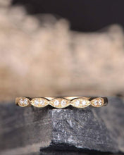 Load image into Gallery viewer, 14Kt Yellow gold designer Marquise Shape Half Eternity Natural diamond Band ring by diamtrendz
