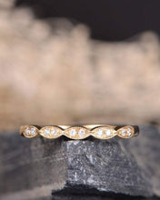 Load image into Gallery viewer, 14Kt Yellow gold designer Marquise Shape Half Eternity Natural diamond Band ring by diamtrendz