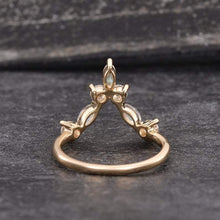 Load image into Gallery viewer, 14Kt Yellow gold designer Marquise Shape Moonstone Chevron V Shaped Curved Natural diamond Band ring by diamtrendz