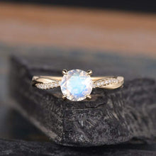 Load image into Gallery viewer, 14Kt Yellow gold Moonstone diamond ring by diamtrendz