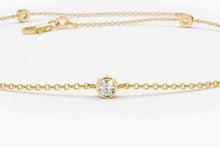 Load image into Gallery viewer, 14Kt Yellow Gold Chain Natural Diamond Charm Bracelet