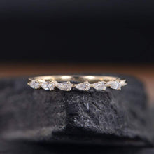 Load image into Gallery viewer, 14Kt Yellow gold designer Half Eternity Pear Cut Natural diamond Band ring by diamtrendz