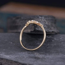 Load image into Gallery viewer, 14Kt Yellow gold designer Pearl Chevron V Shaped Curved Natural diamond ring by diamtrendz