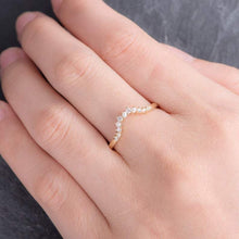 Load image into Gallery viewer, 14Kt Yellow gold designer Pearl Chevron V Shaped Curved Natural diamond ring by diamtrendz