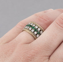 Load image into Gallery viewer, 14Kt Yellow Gold Designer Emerald Gemstone Diamond Ring by Diamtrendz