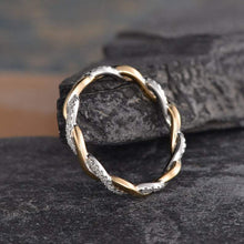 Load image into Gallery viewer, 14Kt Yellow gold designer Twist Full Eternity Infinity Natural diamond Band ring by diamtrendz