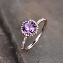 Load image into Gallery viewer, 14Kt Rose gold designer Amethyst diamond ring by diamtrendz