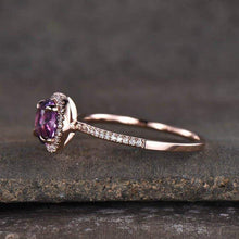 Load image into Gallery viewer, 14Kt Rose gold designer Amethyst diamond ring by diamtrendz