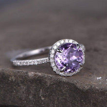 Load image into Gallery viewer, 14Kt Rose gold designer Amethyst diamond ring by diamtrendz