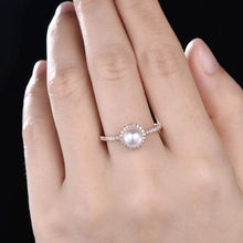 Load image into Gallery viewer, 14Kt Rose gold designer Pearl diamond ring by diamtrendz