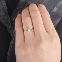 Load image into Gallery viewer, 14Kt Rose gold designer Pearl diamond ring by diamtrendz