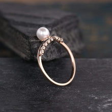 Load image into Gallery viewer, 14Kt Rose gold designer Pearl diamond ring by diamtrendz