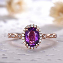 Load image into Gallery viewer, 14Kt Rose gold designer Amethyst diamond ring by diamtrendz