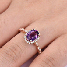 Load image into Gallery viewer, 14Kt Rose gold designer Amethyst diamond ring by diamtrendz