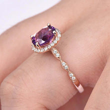 Load image into Gallery viewer, 14Kt Rose gold designer Amethyst diamond ring by diamtrendz